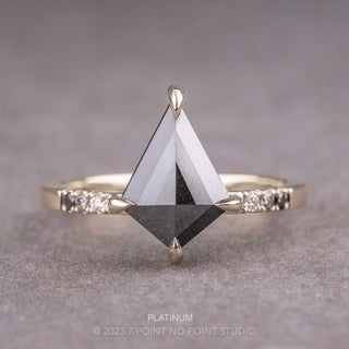 1.31 Carat Opaque Black Kite Diamond Engagement Ring, Ombre Jules Setting