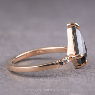 1.58 Carat Opaque Black Kite Diamond Engagement Ring, Ombre Jules Setting, 14K Rose Gold