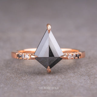 1.31 Carat Opaque Black Kite Diamond Engagement Ring, Ombre Jules Setting