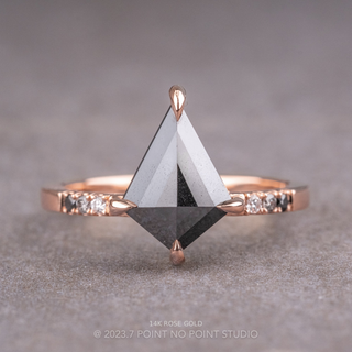 1.31 Carat Opaque Black Kite Diamond Engagement Ring, Ombre Jules Setting