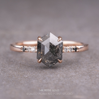 1.43 Carat Black Hexagon Diamond Engagement Ring, Ombre Jules Setting