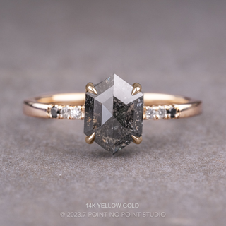 1.43 Carat Black Hexagon Diamond Engagement Ring, Ombre Jules Setting