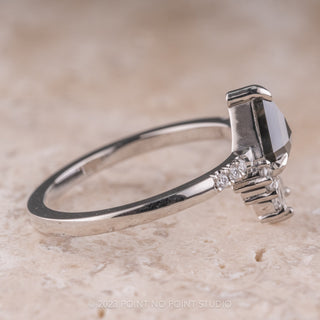 .97 Carat Black Shield Diamond Engagement Ring, Cleo Setting, 14K White Gold