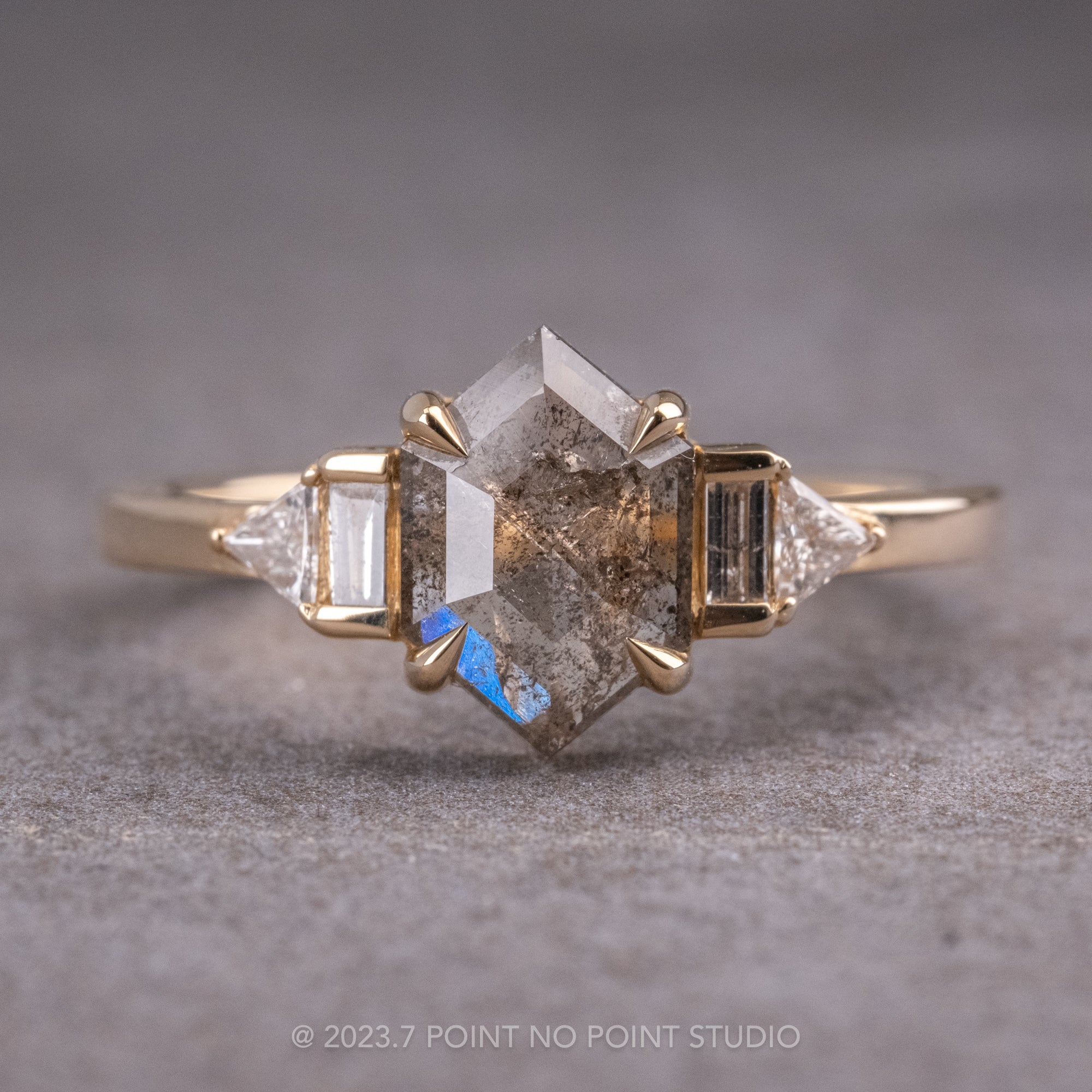 Salt and Pepper Diamond Engagement Ring Point No Point Studio