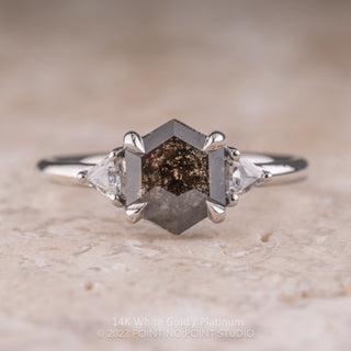 1.63 Carat Black Hexagon Diamond Engagement Ring, Zoe Setting