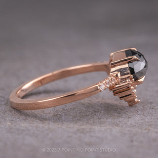 1.81 Carat Black Marquise Diamond Engagement Ring, Avaline Setting, 14K Rose Gold