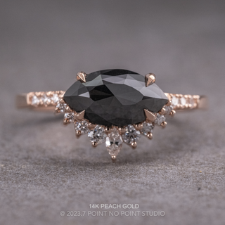 1.74 Carat Black Marquise Diamond Engagement Ring, Avaline Setting