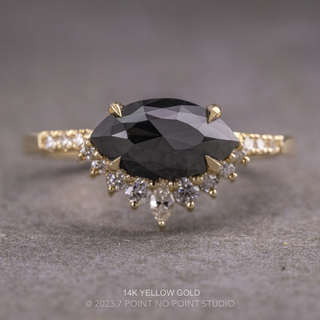 1.74 Carat Black Marquise Diamond Engagement Ring, Avaline Setting