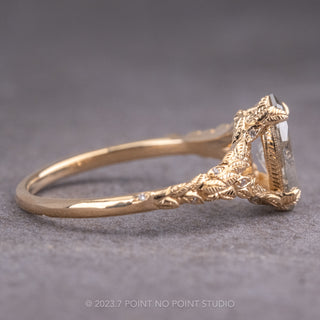 .98 Carat Salt and Pepper Marquise Diamond Engagement Ring, Pixie Setting, 14K Yellow Gold