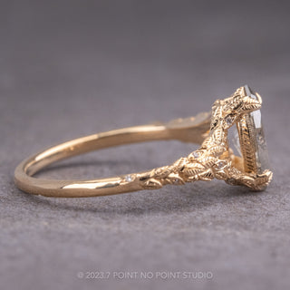 1.15 Carat Salt and Pepper Marquise Diamond Engagement Ring, Pixie Setting, 14K Yellow Gold