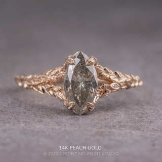 1.24 Carat Salt and Pepper Marquise Diamond Engagement Ring, Pixie Setting
