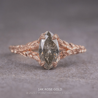 1.24 Carat Salt and Pepper Marquise Diamond Engagement Ring, Pixie Setting