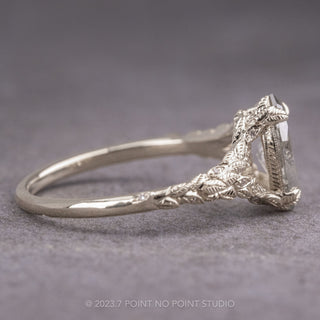 1.15 Carat Salt and Pepper Marquise Diamond Engagement Ring, Pixie Setting, Platinum