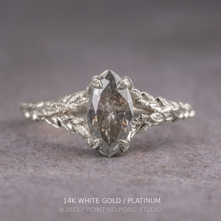 1.24 Carat Salt and Pepper Marquise Diamond Engagement Ring, Pixie Setting