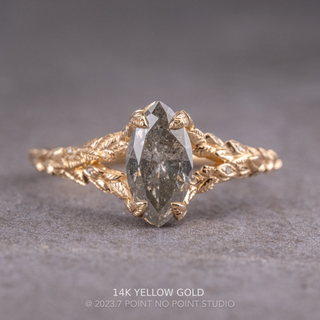 1.24 Carat Salt and Pepper Marquise Diamond Engagement Ring, Pixie Setting