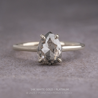 1.05 Carat Salt and Pepper Pear Diamond Engagement Ring, Lark Setting