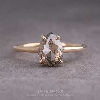 1.05 Carat Salt and Pepper Pear Diamond Engagement Ring, Lark Setting