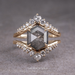3 Carat Salt and Pepper Hexagon Diamond Engagement Ring, Empress Setting