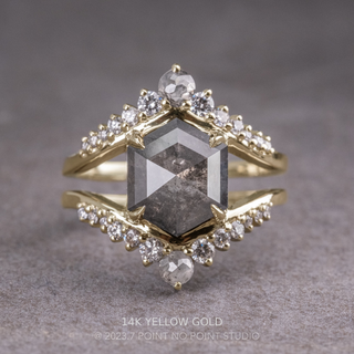 3 Carat Salt and Pepper Hexagon Diamond Engagement Ring, Empress Setting