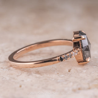 1.58 Carat Black Speckled Oval Diamond Engagement Ring, Ombre Jules Setting, 14K Rose Gold