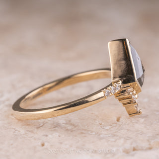 1.30 Carat Black Kite Diamond Engagement Ring, Bezel Avaline Setting, 14K Yellow Gold