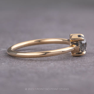 1.34 Carat Salt and Pepper Oval Diamond Engagement Ring, Jane Setting, 14K Yellow Gold