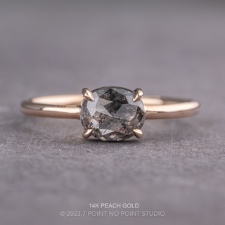 1.05 Carat Salt and Pepper Oval Diamond Engagement Ring, Jane Setting