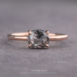 1.05 Carat Salt and Pepper Oval Diamond Engagement Ring, Jane Setting