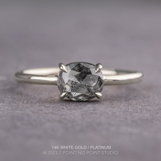 1.05 Carat Salt and Pepper Oval Diamond Engagement Ring, Jane Setting