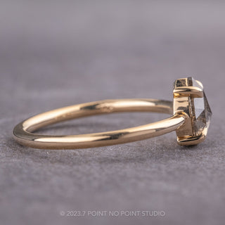 1.17 Carat Salt and Pepper Pear Diamond Engagement Ring, Jane Setting, 14K Yellow Gold