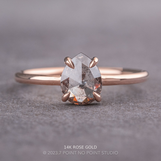 1.17 Carat Salt and Pepper Pear Diamond Engagement Ring, Jane Setting