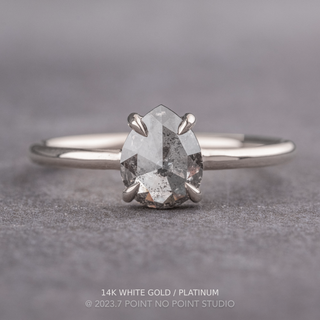 1.17 Carat Salt and Pepper Pear Diamond Engagement Ring, Jane Setting