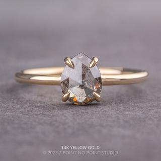 1.17 Carat Salt and Pepper Pear Diamond Engagement Ring, Jane Setting