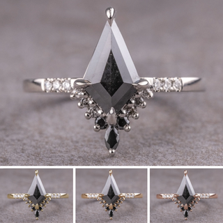 1.39 Carat Black Kite Diamond Engagement Ring, Ombre Avaline Setting