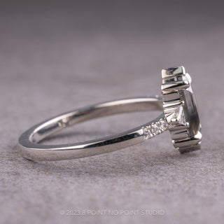 1.59 Carat Salt and Pepper Hexagon Diamond Engagement Ring, Eliza Setting, Platinum