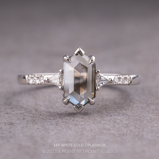 1.59 Carat Salt and Pepper Hexagon Diamond Engagement Ring, Eliza Setting