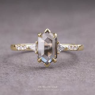 1.59 Carat Salt and Pepper Hexagon Diamond Engagement Ring, Eliza Setting