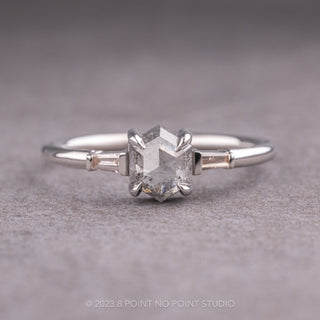 Salt and Pepper Hexagon Diamond Engagement Ring
