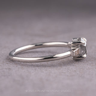 1.05 Carat Salt and Pepper Hexagon Diamond Engagement Ring, Zoe Setting, Platinum