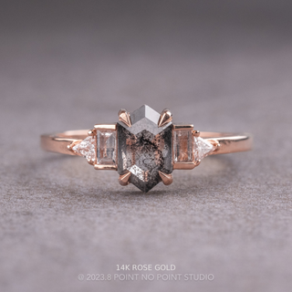 1.87 Carat Salt and Pepper Hexagon Diamond Engagement Ring, Beatrice Setting