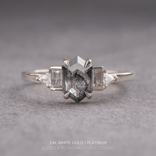 1.87 Carat Salt and Pepper Hexagon Diamond Engagement Ring, Beatrice Setting