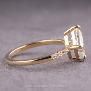 Lozenge Moissanite and Diamond Engagement Ring, Jules Setting, 14K Yellow Gold