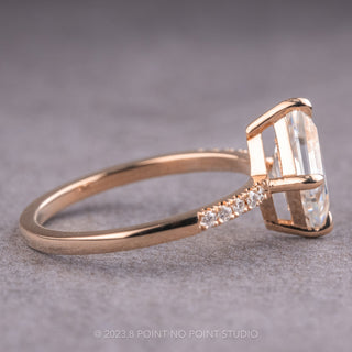 Lozenge Moissanite and Diamond Engagement Ring, Jules Setting, 14K Rose Gold