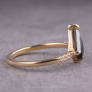 1.54 Carat Black Kite Diamond Engagement Ring, Jules Setting, 14K Yellow Gold