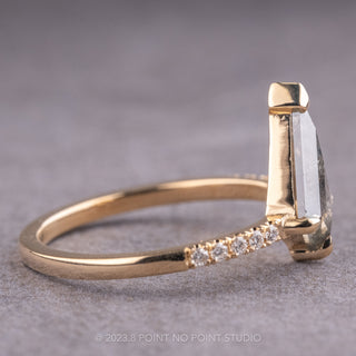 1.75 Carat Salt and Pepper Kite Diamond Engagement Ring, Jules Setting, 14K Yellow Gold