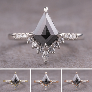 1.46 Carat Black Kite Diamond Engagement Ring, Avaline Setting