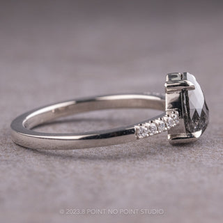 1.26 Carat Black Pear Diamond Engagement Ring, Jules Setting, 14k White Gold