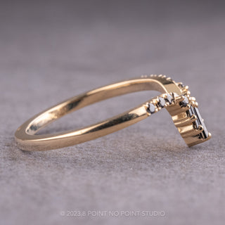 Black Baguette Diamond Wedding Ring, Wren Setting, 14K Yellow Gold