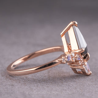 1.53 Carat Black Kite Diamond Engagement Ring, Adeline Setting, 14K Rose Gold