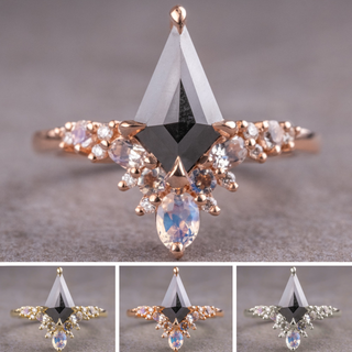 1.75 Carat Black Kite Diamond Engagement Ring, Adeline Setting